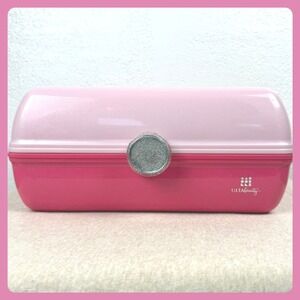 ULTA Beauty Pink Glitter Train Case Makeup Cosmetic Organizer Mirror Handle‎